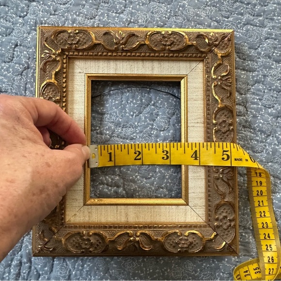 Vintage Photo Frame Elegant Gold & Brown Ornate Linen Border 3” x 4.5” Opening - Picture 15 of 16